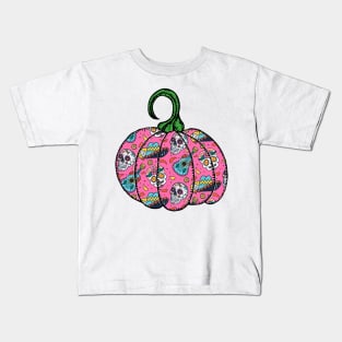 Day of the Dead Sugar Skull Halloween Pumpkin Kids T-Shirt